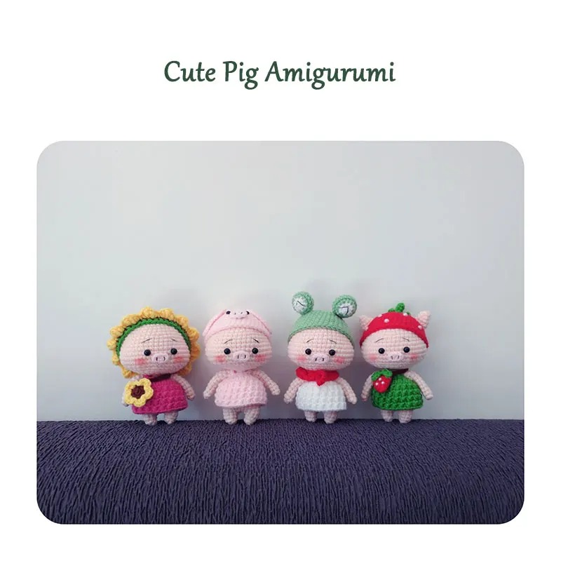 

10*6 CM Cute Pig Baby Eco-friendly Dolls Crochet Amigurumi Cartoon Animal Stuffed Plush Toddler Kids Toys Keychain Pendant