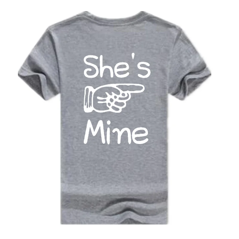 Pkorli Men Women Couple T Shirt She Is Mine He Is Mine Back Print T-Shirt Hipster Cotton Short Sleeve Couple T Shirt For Lovers Pkorli Men Women Couple T Shirt She Is Mine He Is Mine Back Print T-Shirt Hipster Cotton Short Sleeve Couple T Shirt For Lovers