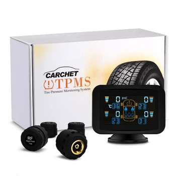 

CARCHET 7M527C TPMS Tyre Pressure Monitoring Intelligent System+4 External Sensors with LCD Sucker Pressure Temperature Display