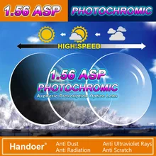 Handoer 1,56 фотохромные оптические линзы с одинарным видением, быстро Меняющие цвет, светочувствительный светильник, коррекция зрения