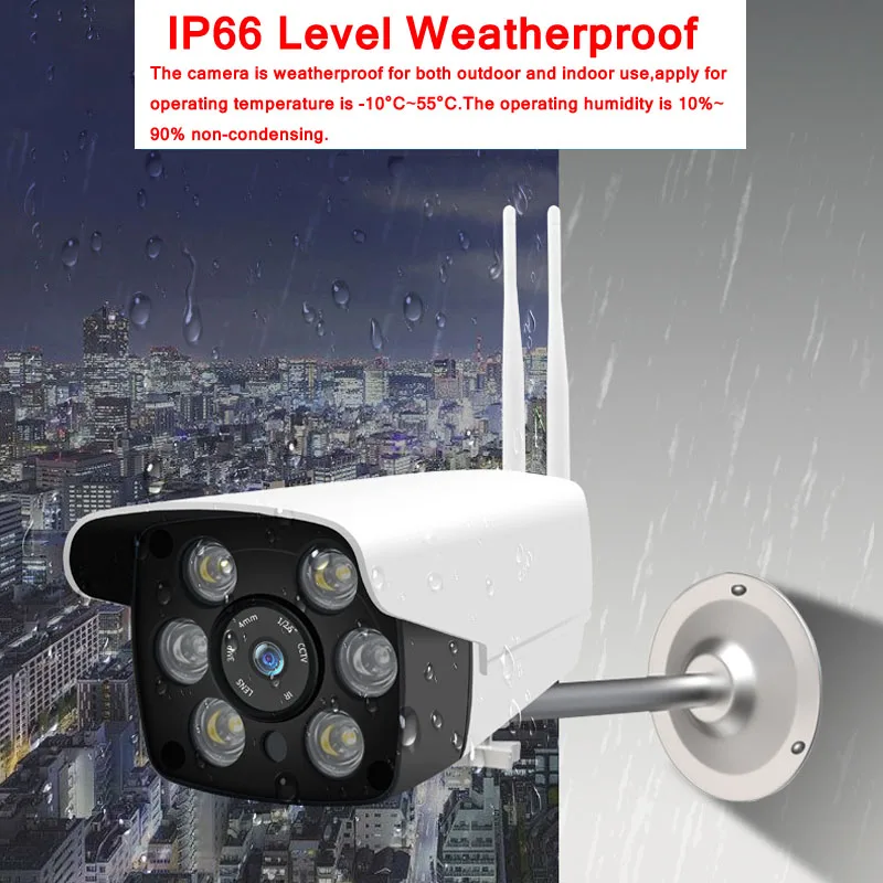 Беспроводная охранная WiFi камера 1080P IP66 Водонепроницаемая CCTV наружная домашняя