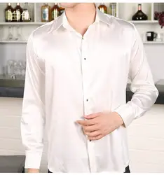Большое количество мужская жира Тяжелая шелковая рубашка рукавом, чтобы добавить удобрения для увеличения свободные шелковая рубашка