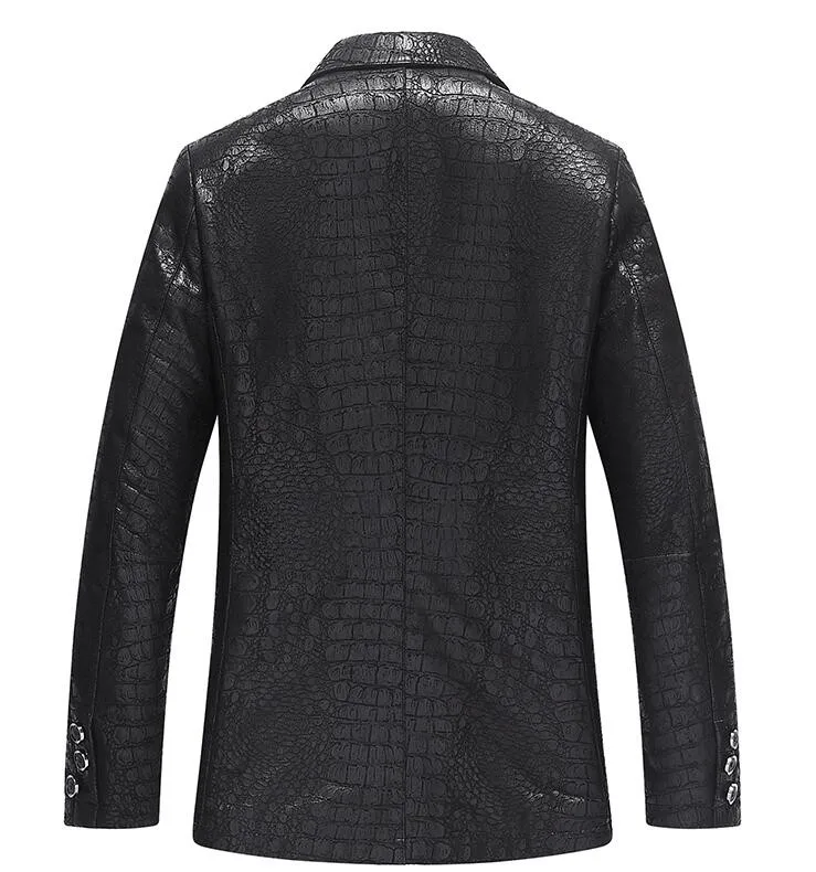 Новые поступления, мужские Куртки из натуральной кожи с крокодиловым узором, овчина, простые кожаные пальто, тонкая модная мужская куртка