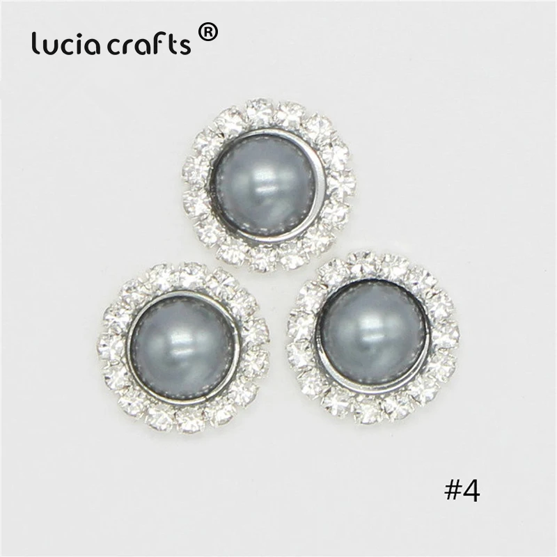 Lucia crafts 10 шт./лот 15 мм жемчужные стразы для свадебных торжеств, декорированная стразами кнопки приглашение на свадьбу Сделай Сам цветочные аксессуары для волос G0519