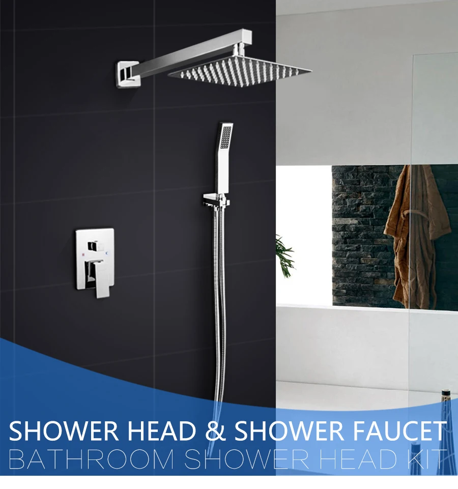 Vagsure Cupc Brass Shower Faucet Set Bathroom Concealed Wall