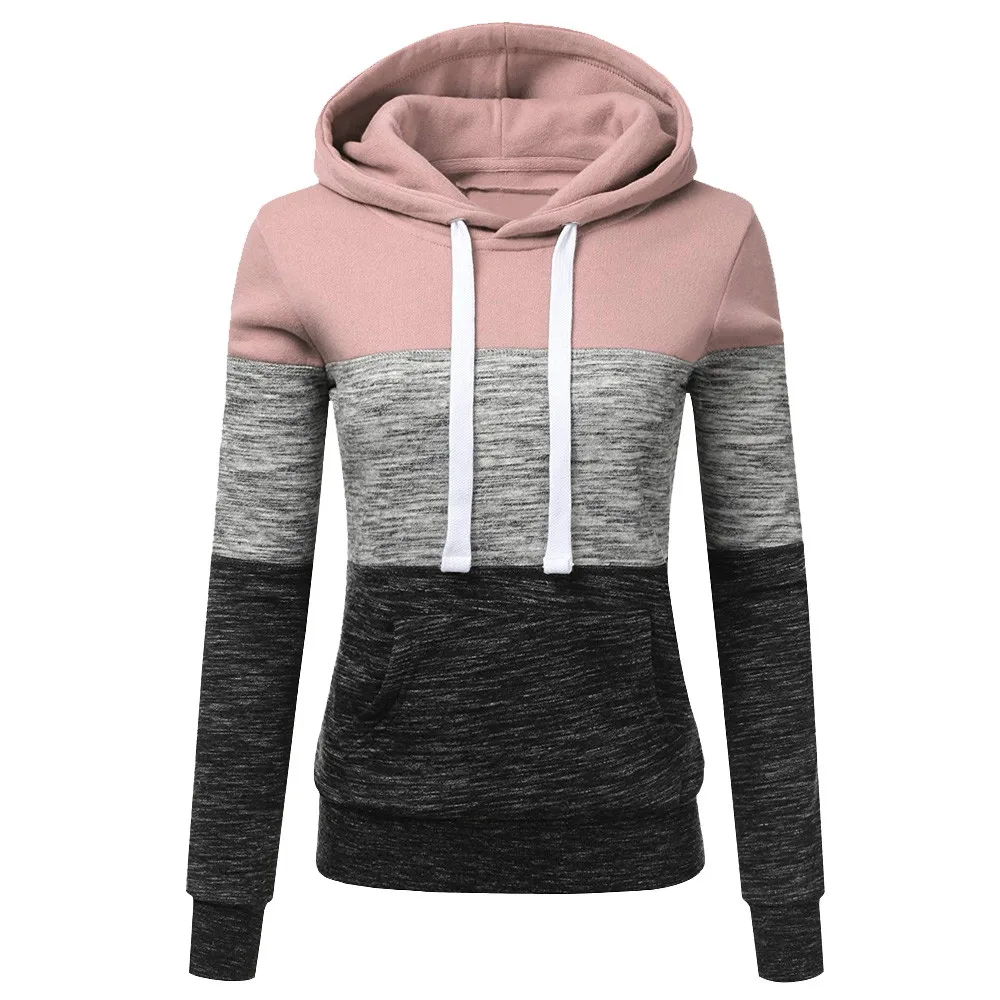 

Fashion Womens Casual Hoodies Sweatshirt Patchwork Daily Long Sleeve Ladies Hooded Pullover New Arrival 2019 #P5