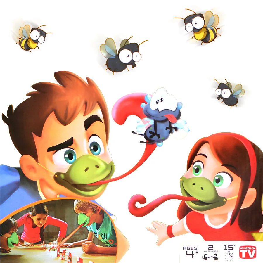 

Interactive Desktop Athletics Party Game Tic Tac Tongue Athletic Chameleon Sticking Tongue Puzzle Card Game Color Box Packaging