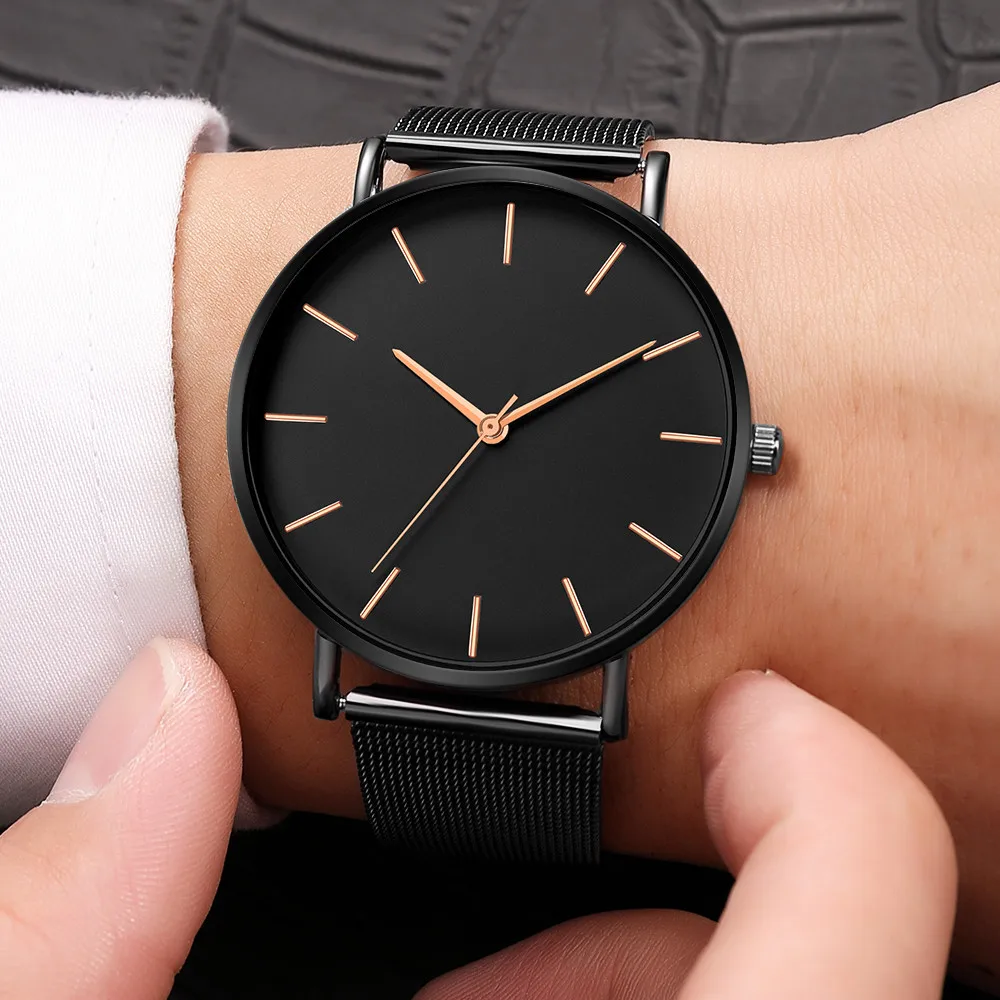 

Fashion Mens Watch Men Stainless Steel Military Date Sport Mesh Strap Analog Quartz Watch relogio masculino 2019 Hot