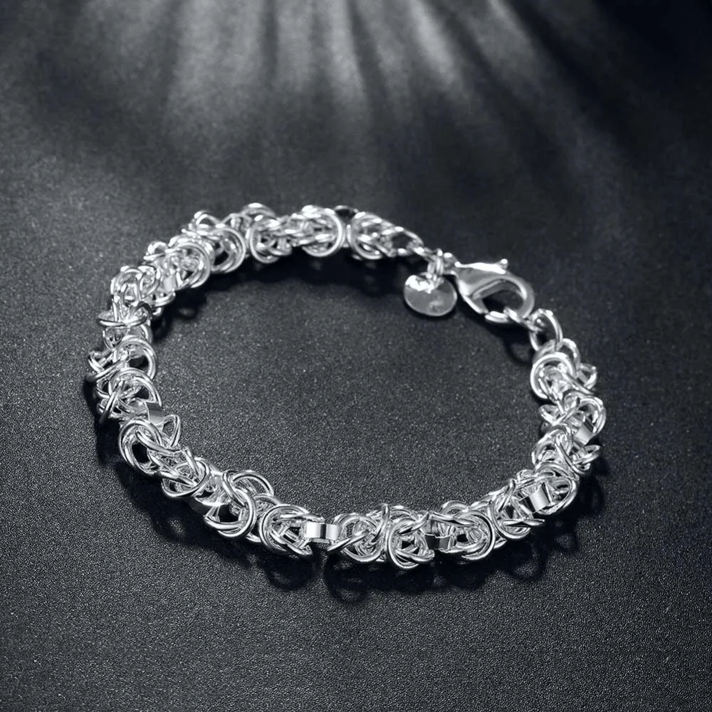 925 серебряные браслеты для женщин кран пряжка круглый 20 см аксессуары браслет ювелирные изделия тонкий браслет Высокое качество оптом и в розницу