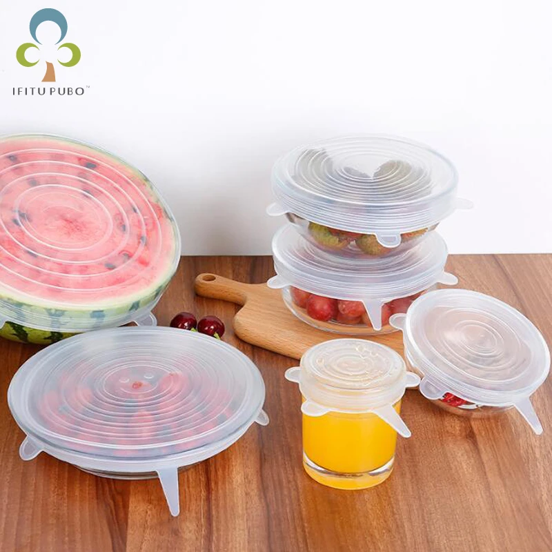 

6pcs/Set Universal Silicone Suction Lid Stretch Lids Vacuum Seal Cover Sealer Bowl Pot Silicone Cover kitchen accessories