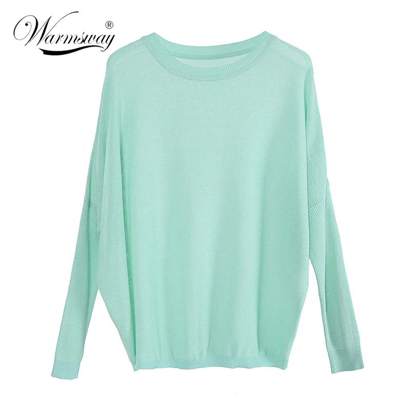 WARMSWAY Fashion Knitted Women Casual Batwing Sleeve Thin Sweater Tee Pullovers Ladies Summer Autumn Solid Sinple Top B-093