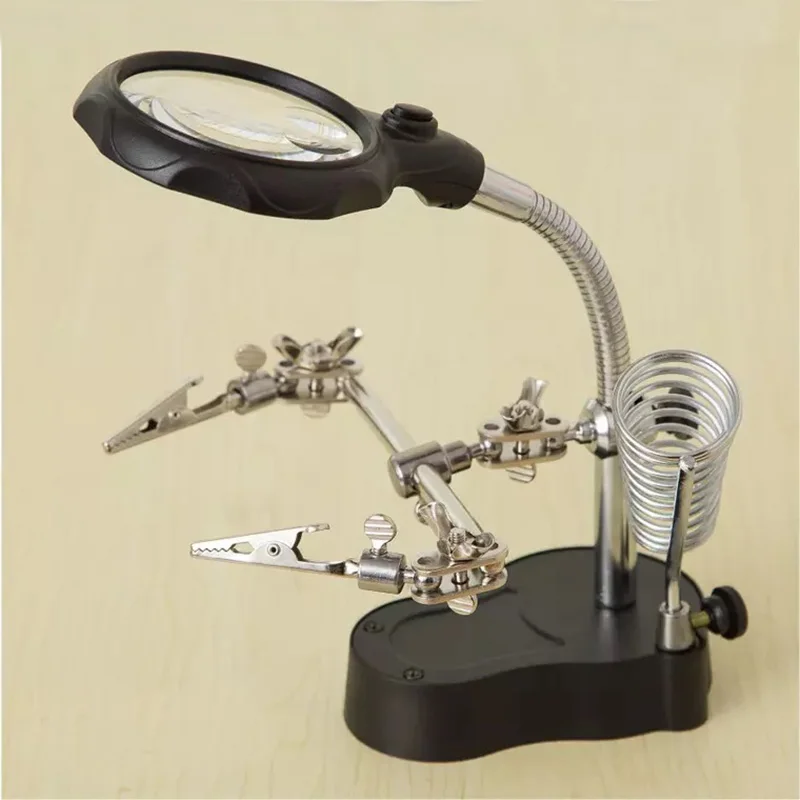 

1pc Desk Magnifier LED Welder Bracket Clamp Clip Hand Held Circuit Board Loupe Soldering Magnifier