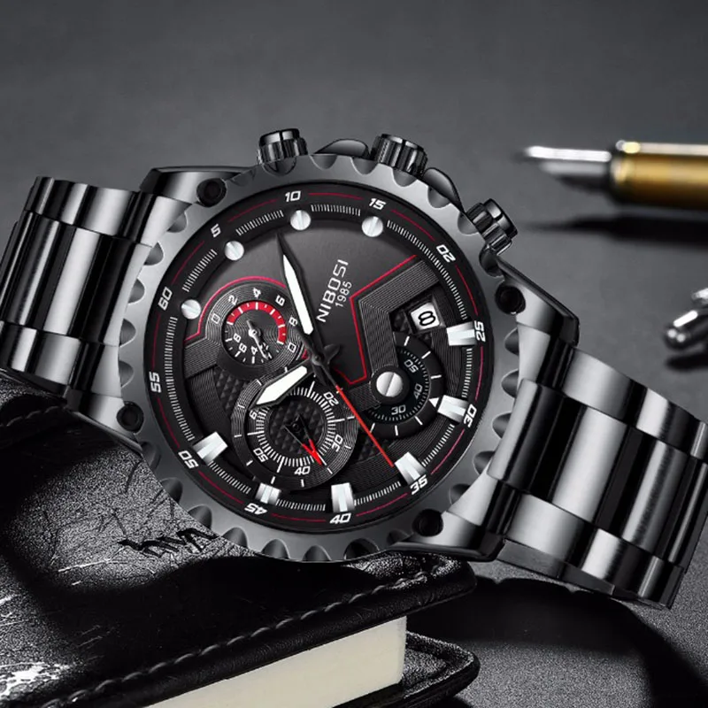 

NIBOSI Watch Men Luxury Chronograph Wristwatch Clock Relogio Masculino Esportivo Watches Men Luxury Brand Watch Men Waterproof