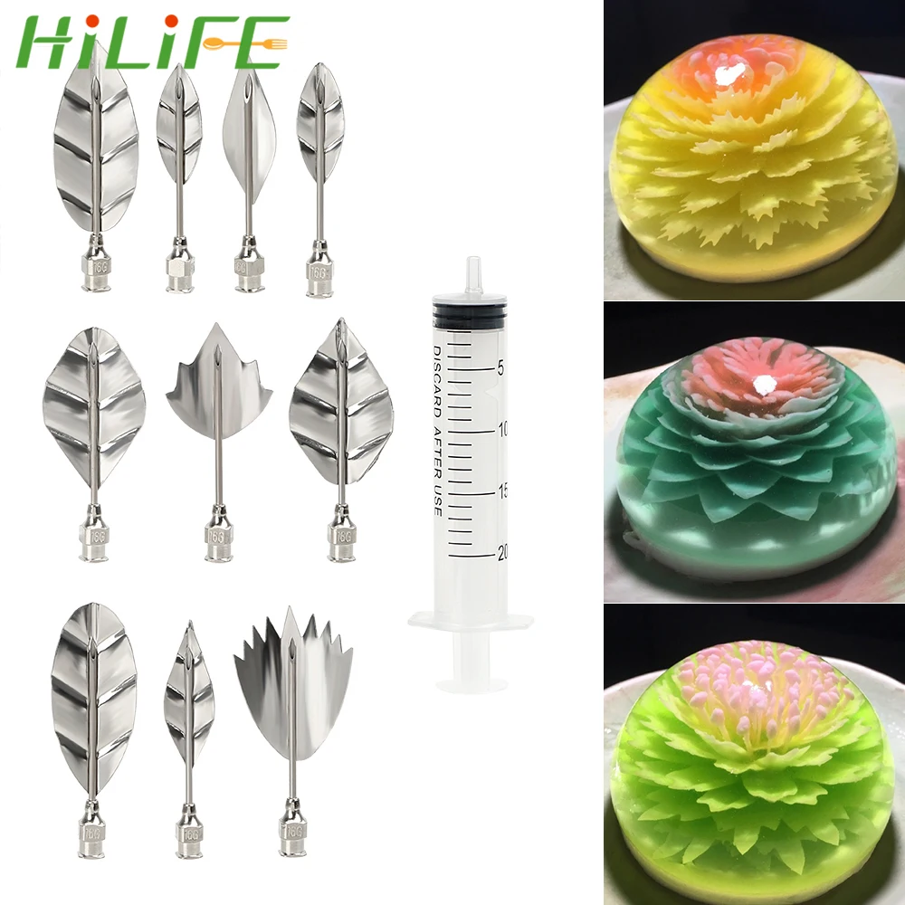 HILFE 10 шт. насадка для пудинга + 1 шприцевые инструменты 3D желе цветок торт желатин