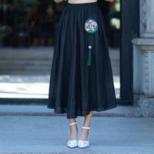 Весна вышитые юбка с бахромой