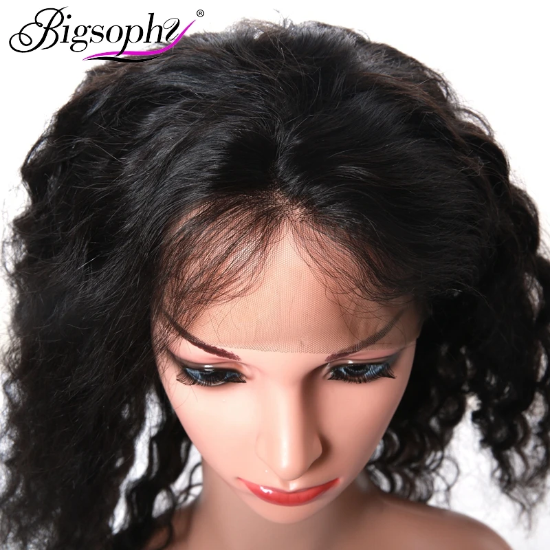 Bigsophy Mongolian 360 Lace Frontal Deep Wave Human Hair Closure With Baby Hair 100% Human Remy Hair Extensions Natural Color