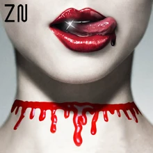 Стиль Хэллоуин кровавый капель дроссель ожерелье Хэллоуин Макияж Зомби костюм ювелирные изделия готическое ожерелье