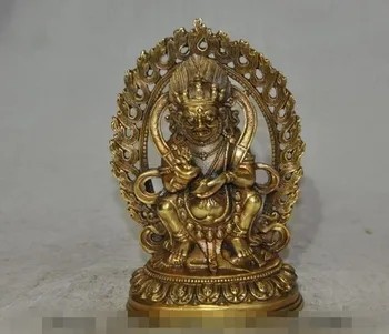 

YM 320 6"Tibet Buddhism fane Bronze Gilt Exorcism Mahakala Wrathful Deity Buddha Statue