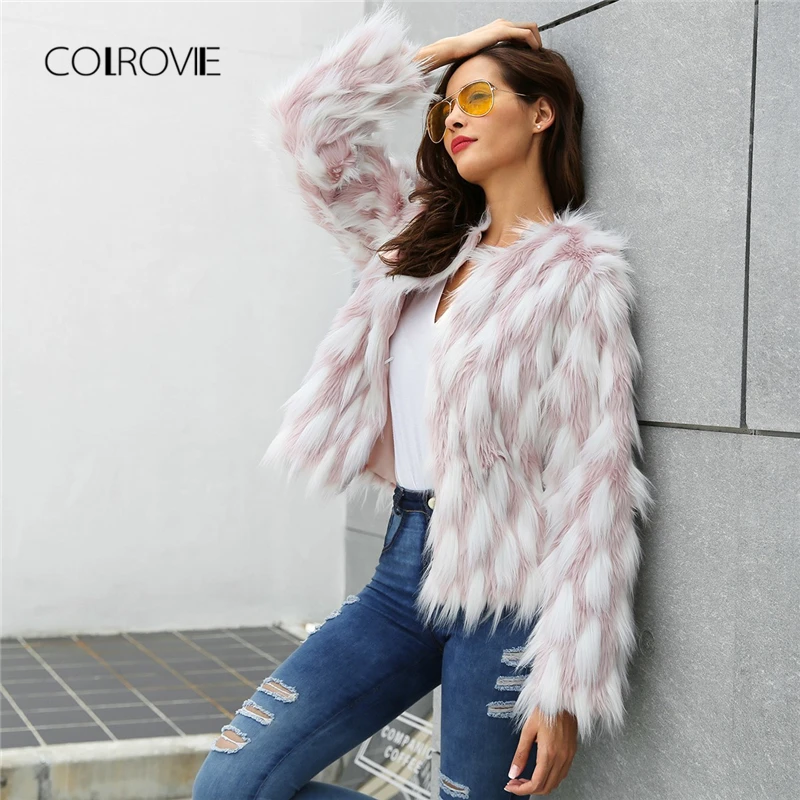 

COLROVIE Plus Size Multicolor Casual Teddy Coat 2018 Winter Fashion Office Ladies Elegant Outerwear Streetwear Women Clothing