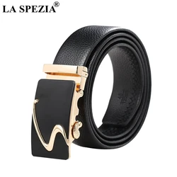 LA SPEZIA Genuine Leather Belt Men Automatic Black Belt Male Real Cow Leather Brand Formal Business Classic Gold Buckle Belt LA SPEZIA Genuine Leather Belt Men Automatic Black Belt Male Real Cow Leather Brand Formal Business Classic Gold Buckle Belt