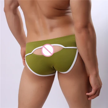

AIIOU Men Sexy Briefs Nylon Gay Casual Underwear Men Sexy Exposed Buttocks Solid Color Underwear Briefs Comfortable Jockstrap