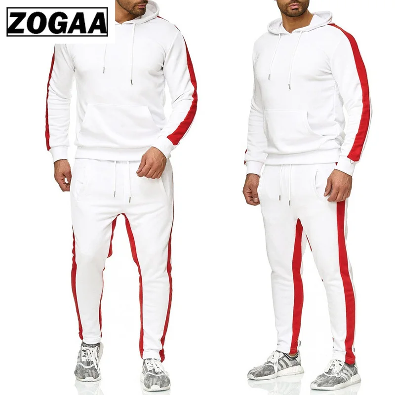 ZOGAA Brand Mens Gyms Casual Tracksuit Two Piece Sets Fitness Men Sweat Suit 2 Pieces Tops And Pants Set For Male Outfits