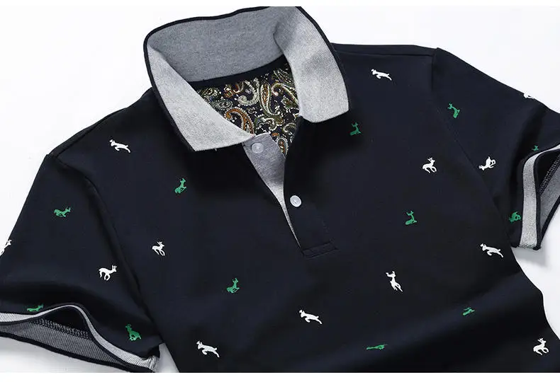 2Pcs Lot Mens Polo Shirt Cotton Polka Dot Summer Short 3XL Male Polo Men Top Tees Cool Muls Brand Clothing Navy Black White Gray-01