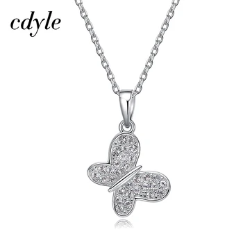

Cdyle Embellished with crystal Pendant 925 Sterling Silver Fashion Jewelry Austrian Rhinestone Butterfly Bijoux