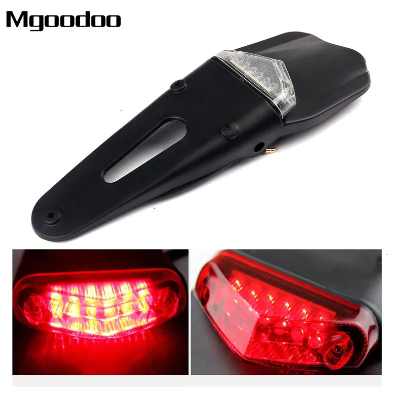 

Mgoodoo 1Pc Motorcycle Enduro Trial Bike Fender Brake Stop Rear Fender Tail Light Motorbike Taillights Scooter Clear 12LED