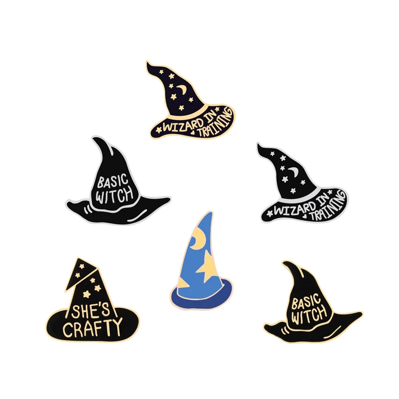 

Cartoon Basic Hat Brooch Witchcraft Magic Metal Pin Enamel Badge Button Pins Backpack Jackets Collar Accessories Fashion Jewelry