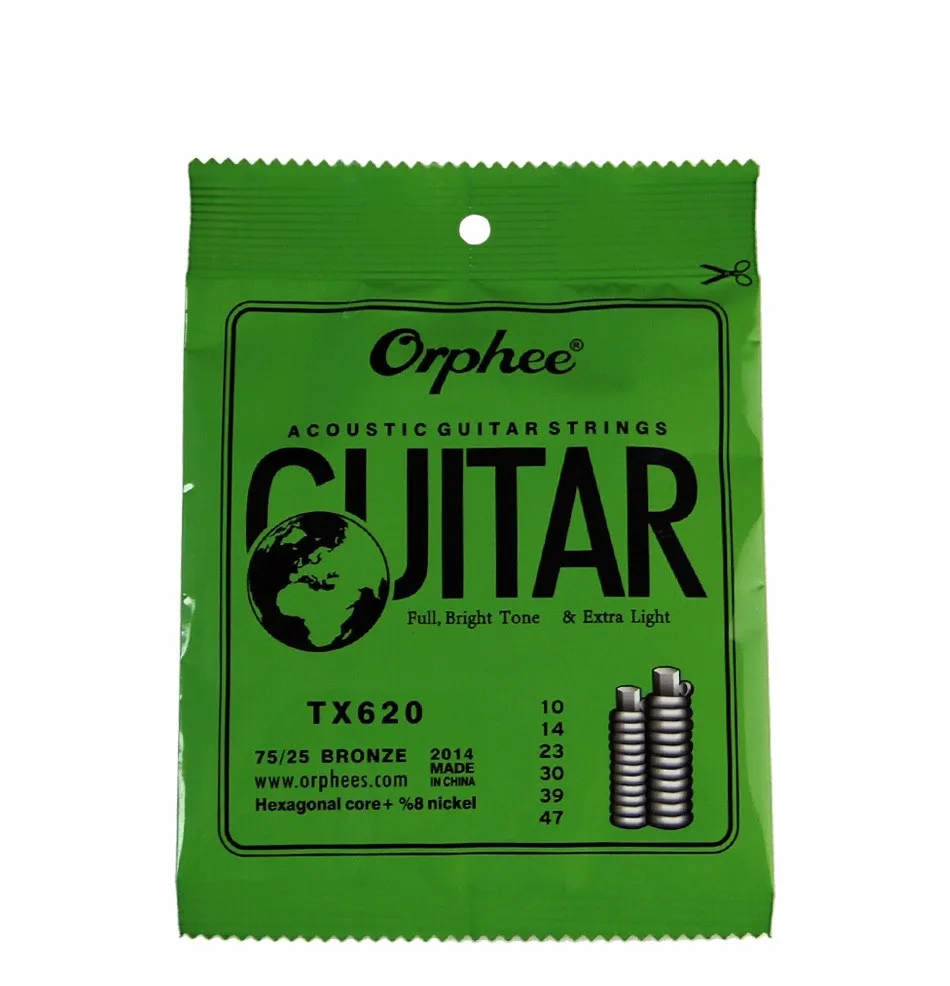 Orphee Акустическая гитара струна(010-047) шестиугольное ядро+ 8% Никель Полный, яркий тон и дополнительный светильник