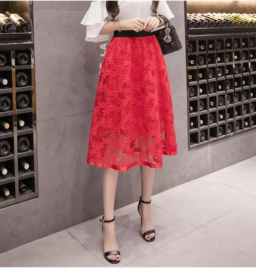 

Free Shipping Spring 2019 Cross High Waist Lace Sexy Skirt Woman Skirts