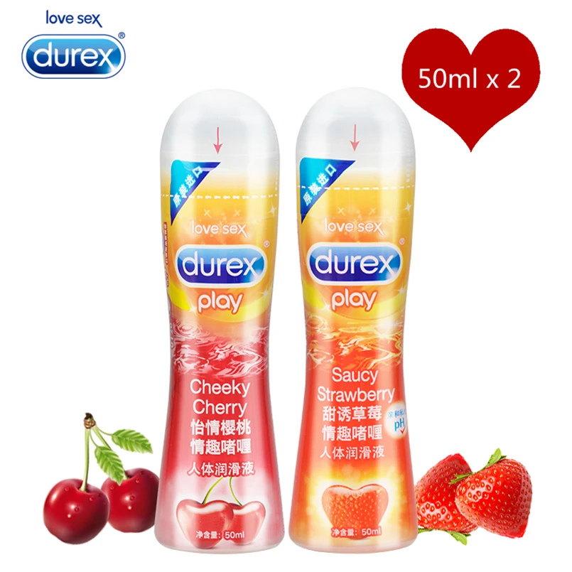 Смазка Durex 2*50 мл со вкусом вишни и клубники гель на водной основе анальная смазка