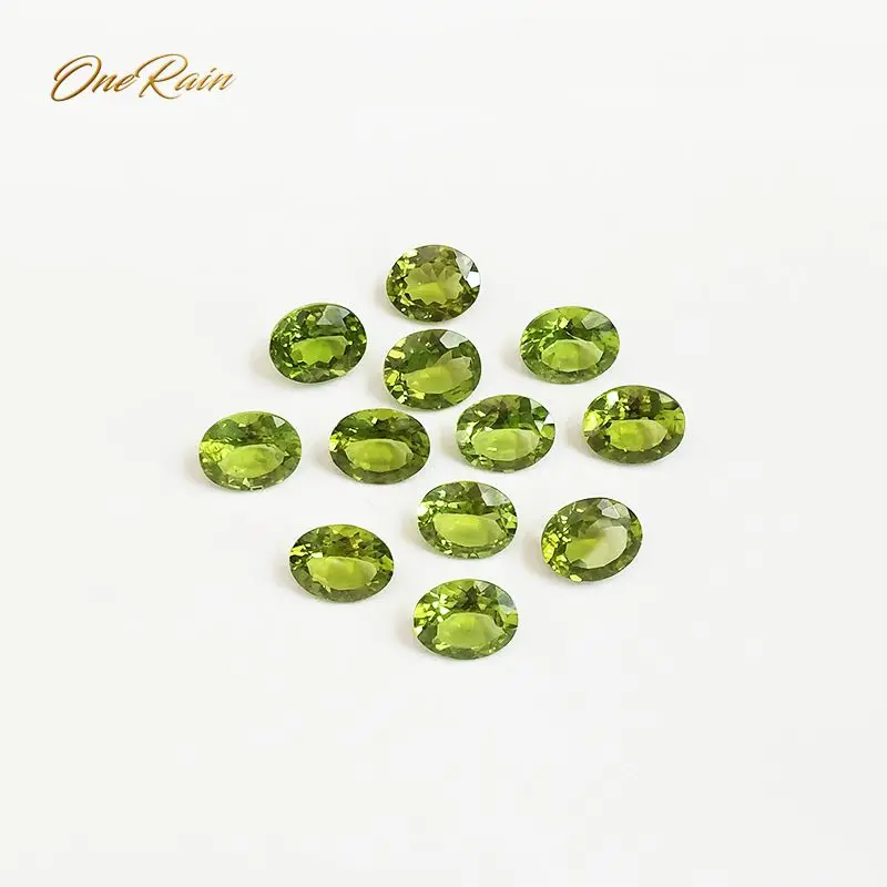 

OneRain 1 PCS Natural 8 * 10 MM Oval Cut Peridot Loose Gemstone DIY Stones Decoration Made For Jewelry Wholesale Lots Bulk