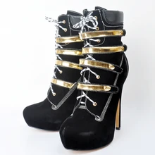 Пикантные черные ботинки на платформе и каблуке; женские ботильоны на высоком каблуке; реальные фотографии; Новинка года; женская обувь; сезон весна