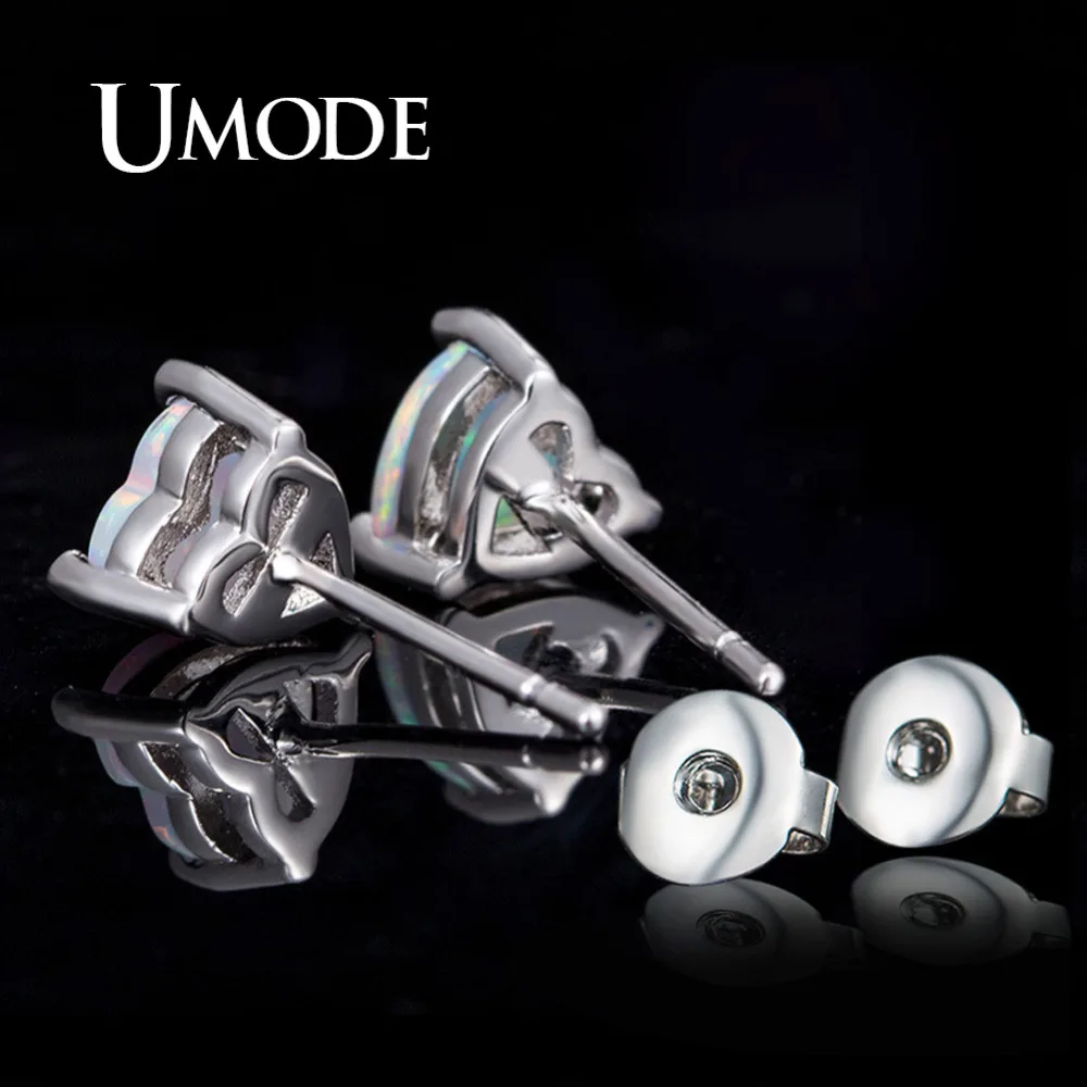 UMODE Cute Heart Opal Stone Stud Earring for Women Fashion Earring Boucle D'Oreille Pendientes Mujer Moda 2018 Oorbellen AUE0384