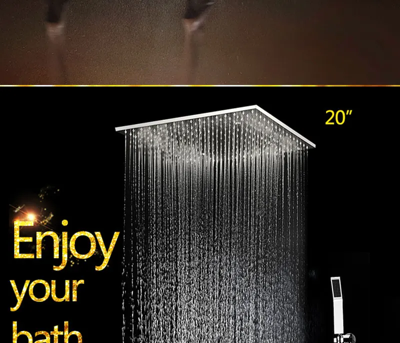 Потолочная насадка для душа 20 дюймов Misty Rain Ванная комнатаДушевая спа-ванна с 4 руками Смесители для ванны и душа