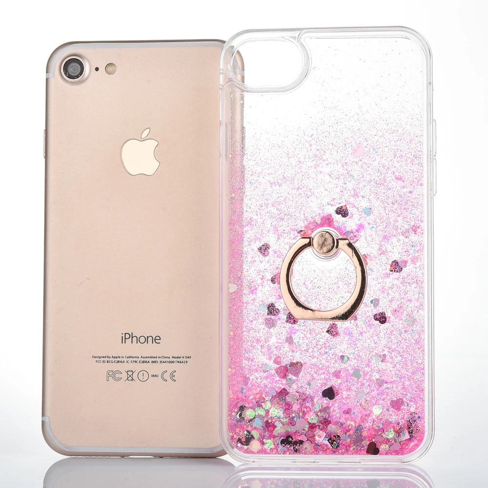 

Pone Cover For iphone case 6s plus with ring Bling Glitter Liquid Quicksand Water Sequins For iphone 7 8 Plus x 5 5s se Carcasa