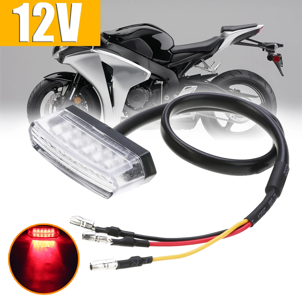 Treyues LED Number License Plate Light Motorcycle Mini Lights Flashing Rear Brake Tail Light Indicator Signal Lamp For ATV Quad