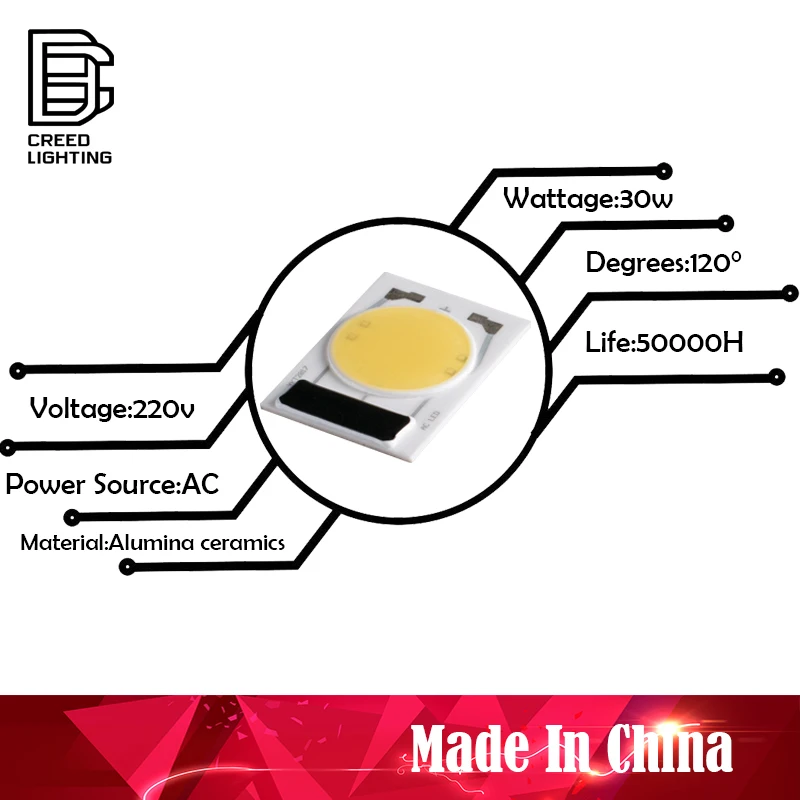 COB светодиодный светильник чип 30 Вт AC 220 В холодный белый не нужен драйвер Светодиодный прожектор светильник лампа LED чип DIY Точечный светильник потолочные светильник чип