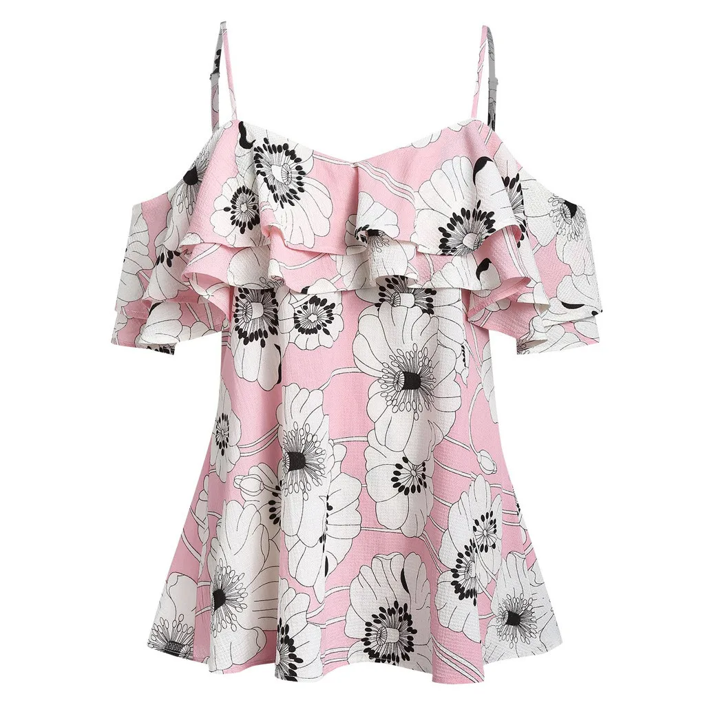 

FREE OSTRICH Women T Shirts Large Size Sling Ruffled Off-shoulder Short Sleeve Graceful Elegant Noble Summer T-Shirt For Women