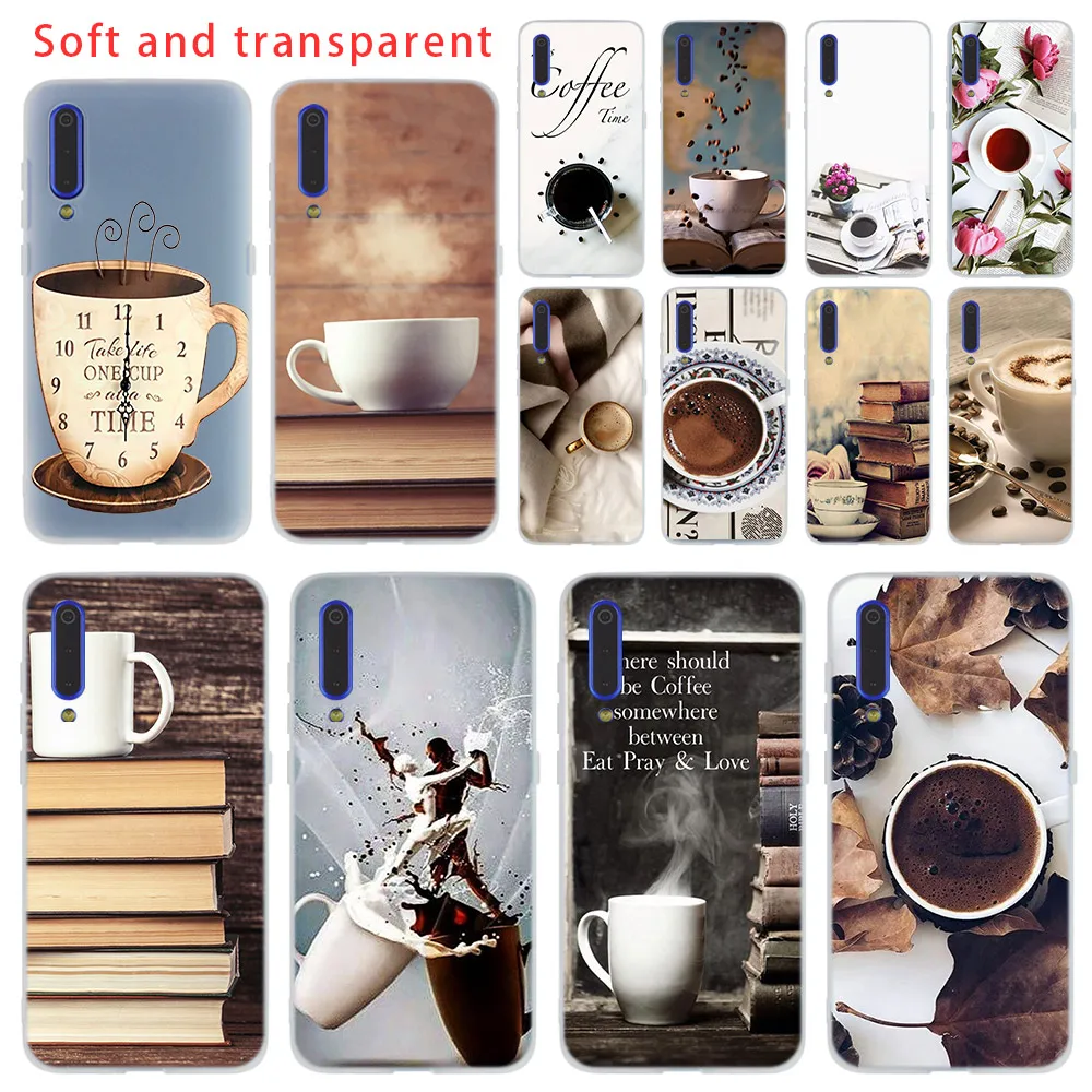 

Books Coffee Cover Cases soft TPU phone For Xiaomi 9 8 Mi 6 5X lite se A1 A2 For Redmi Note 7 6 5 Go coque