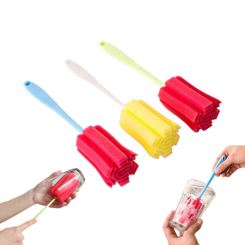 Buy Sponge Long Handle Easy Clean Cup Bottle Glass Cup