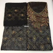 Базен riche getzner с тяжелые бусины и камни черная африканская кружевная ткань кружевное платье Базен riche ткань кружевной воротник 3 в 1