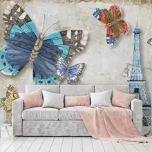 Fondos fotográficos Vintage mariposa París Torre 3d papel tapiz 3D TV Fondo pared papeles decoración del hogar 3d