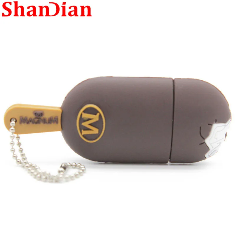 SHANDIAN мультфильм Мороженое Флешка usb флэш-диск 4 ГБ 8 ГБ 16 ГБ 32 ГБ 64GGB USB 2,0 карта памяти U диск подарок с цепочкой