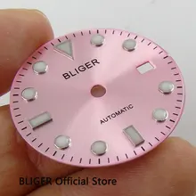 Классический 28,5 мм BLIGER розовый циферблат светящиеся знаки окошко даты циферблат подходит для Miyota 8215 8205 Минчжу 2813 движение D89