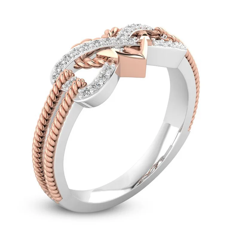 

MDNEN Wedding Engagement Ring CZ Love Rose Gold Heart Infinity Rings for Women Cubic Zirconia Jewelry Fashion Accessories Gifts
