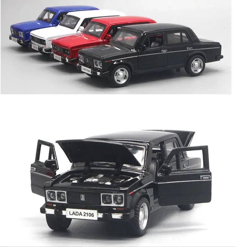 Goede Hot koop, Retro russische lada auto, hoge simulatie 132 alloy pull back LADA model, 4 open deur, Russische auto speelgoed, gratis verzending