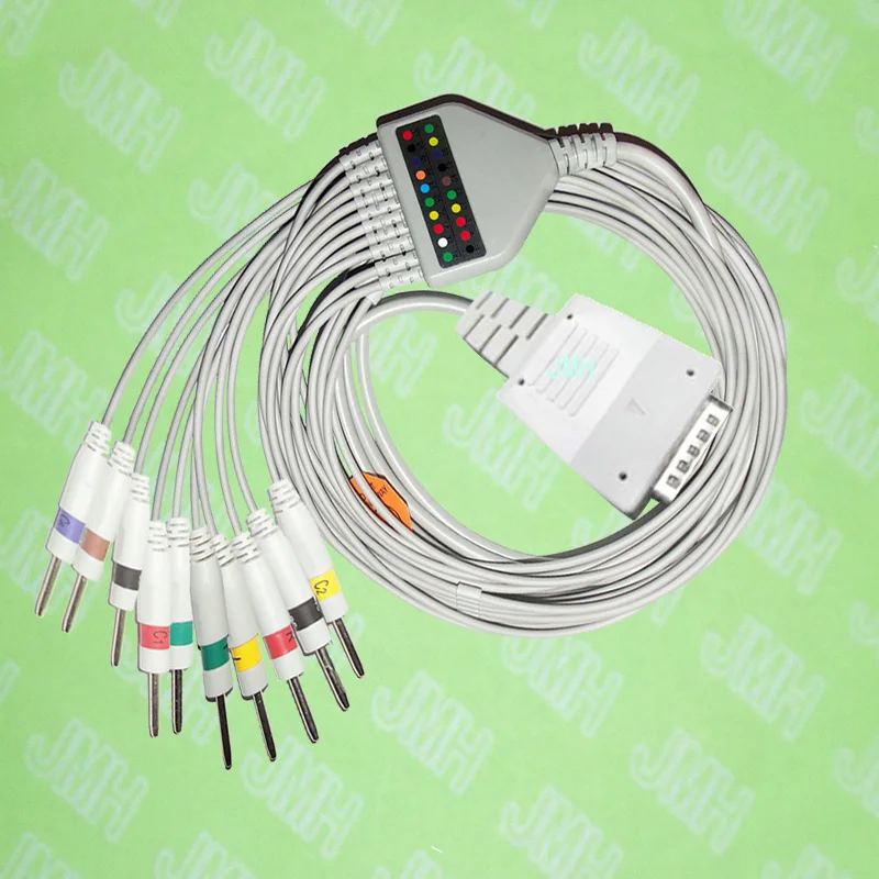 

Compatible with ShangHai Kohden 6511,6504,6353, 8110P EKG Machine,One-piece ECG cable and leadwires,15PIN,3.0 DIN,IEC or AHA.